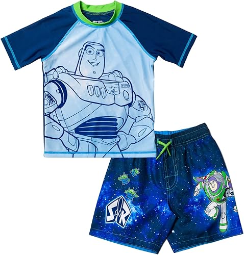 Disney Pixar Toy Story Alien Rex Slinky Dog Woody Baby Pullover Rash Guard y traje de baño Conjunto de bebé a niño pequeño