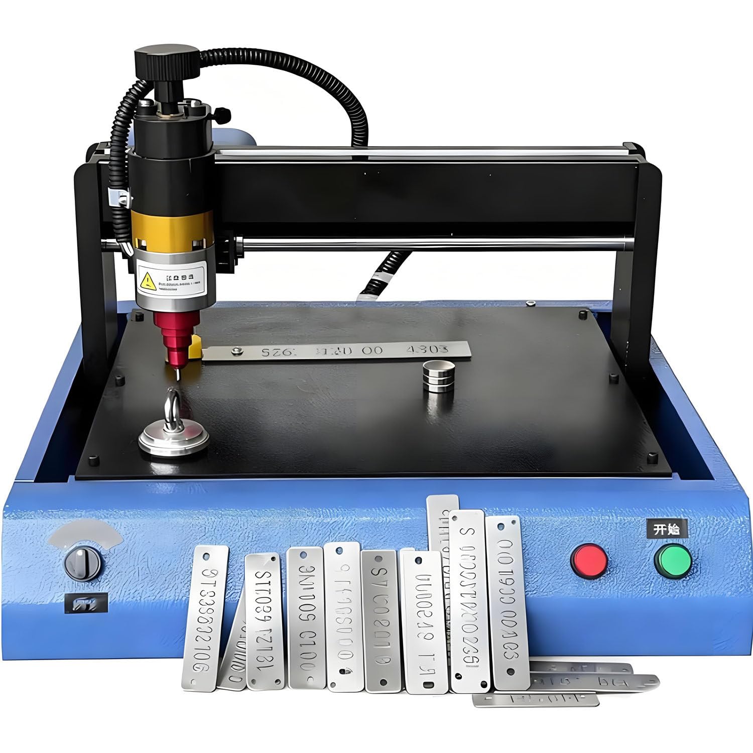 Marcatrice elettrica per metallo, 400 W, incisore per piastre in acciaio, profondità regolabile 0,05-1 mm, velocità 50 mm/s, per targhette industriali per cani, gioielli, 200 x 150 mm
