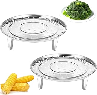 Stainless Steel 8.5 inch Steamer Basket with Removable Stand for Instant Pot Steamer Cooking - Silver 2PCS