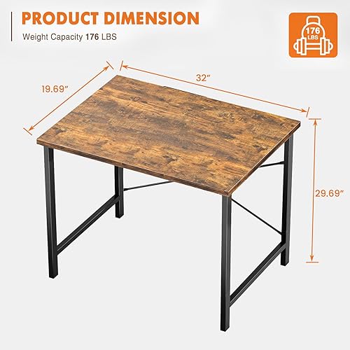 Miniatura 3 de NEWBULIG Escritorio de oficina pequeño de 32 pulgadas, mesa de trabajo para computadora, mesa de estudio compacta, para dormitorio de estudiante,