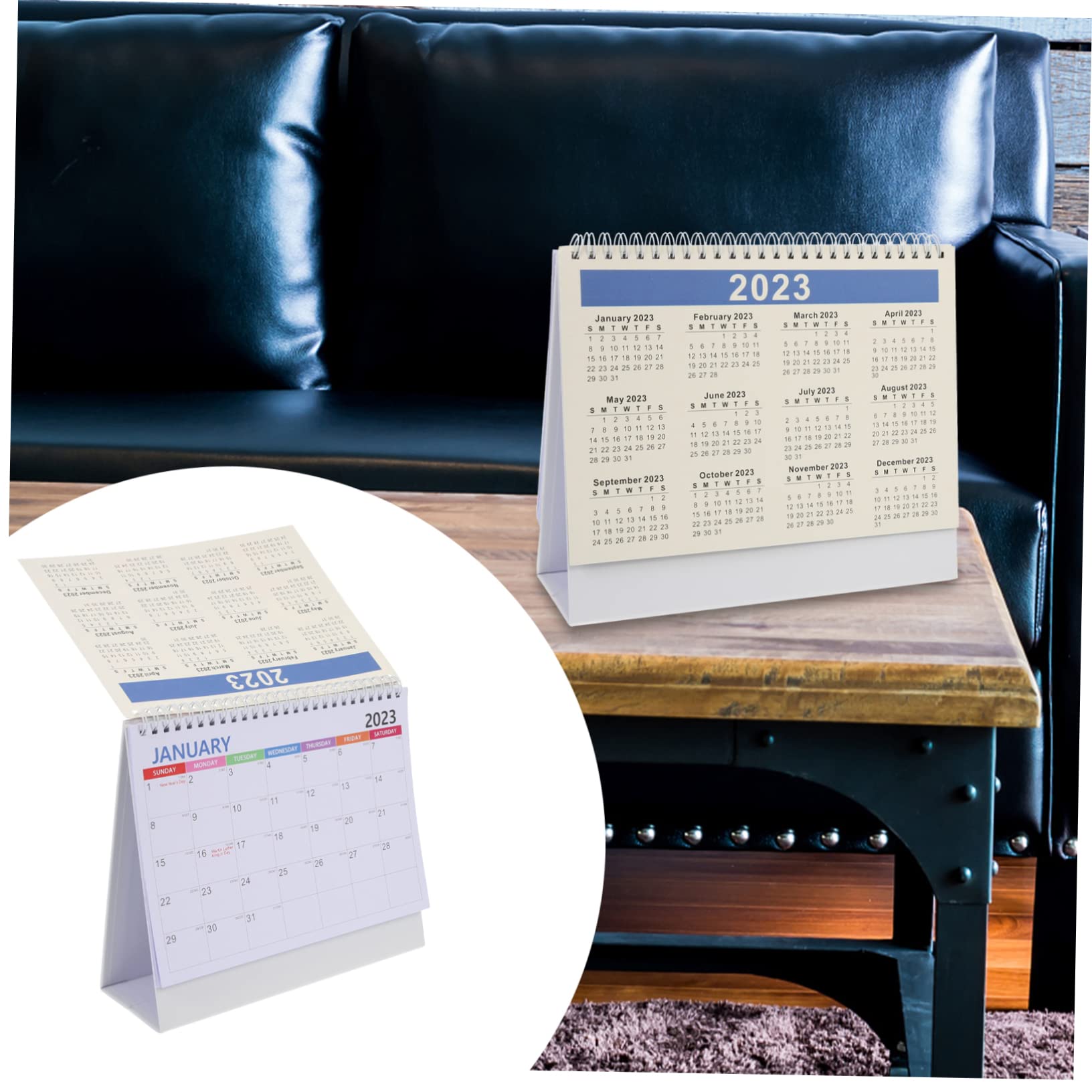 5 Stück Kalender 2023 2023 Tag Tag Tag 2023 Tag zu Tag 2023 Tischkalender Tischkalender Groß Büro Schreibtisch Dekoration Spulenkalender Weißes Papier Tragbar Vereinigte Staaten Büro