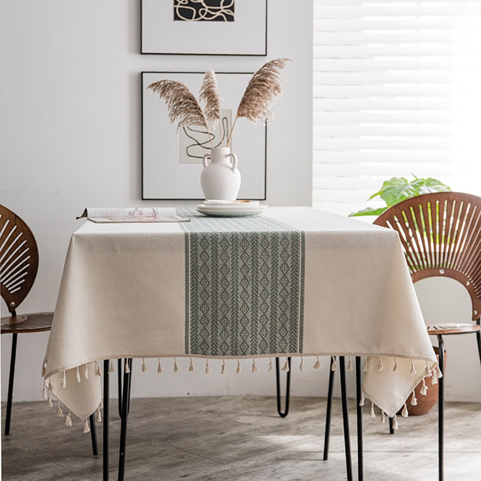 Tovaglia Da Tavola Elegante, Tovaglie 90 x 140 cm Motivo geometrico in Poliestere Tovaglia per Casa e Cucina, Tovaglia Elegante per PicnicVerde scuroStile 2
