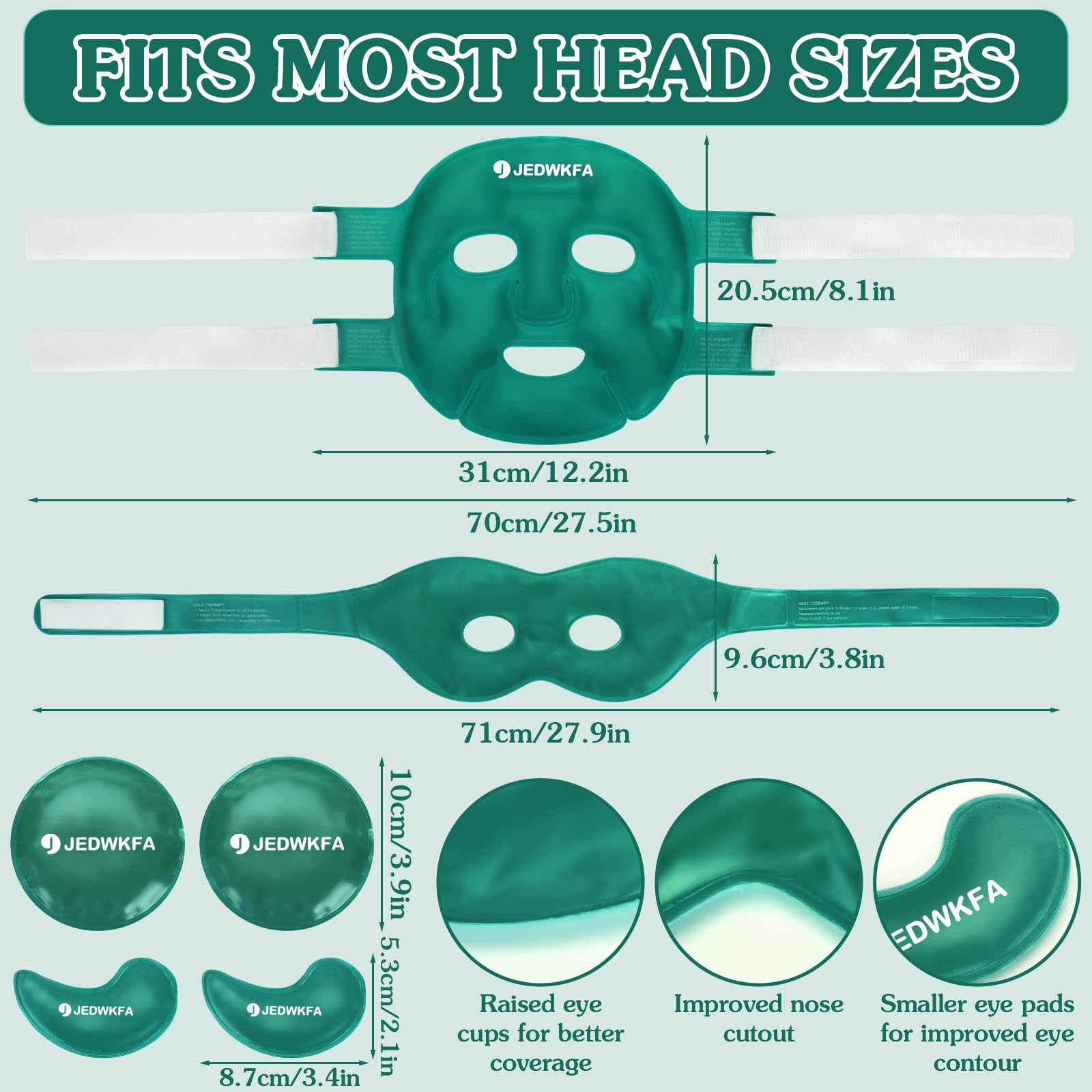 Maschera Occhi Gel Freddo, Maschera Viso e Occhi Rinfrescante, con 4 Maschera per Occhi Riutilizzabile, per Occhi Gonfi, Occhi Stanchi, Mal Di Testa, Hangover, Emicrania