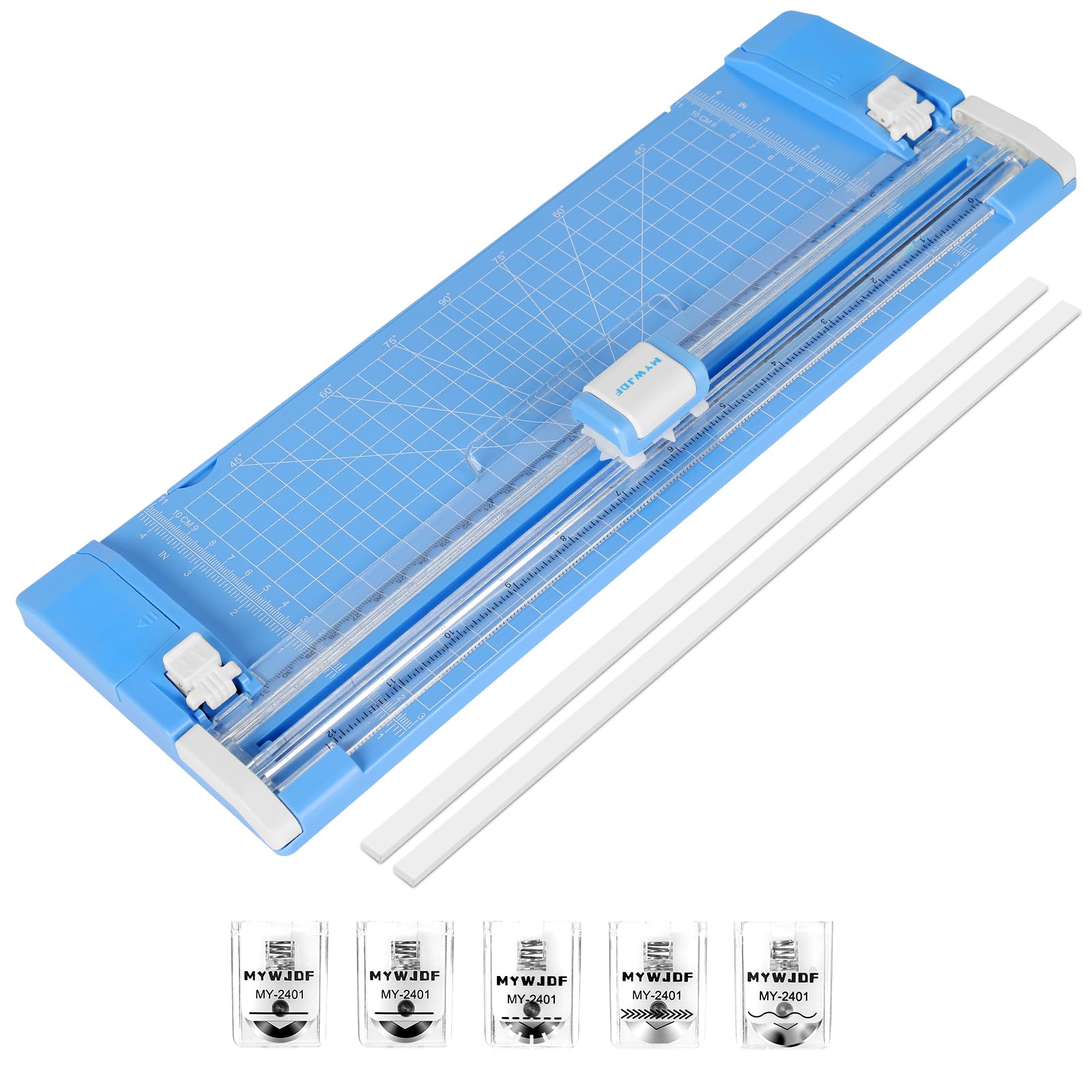 Papierschneider, 30 cm (12 Zoll) Rollschneider, 4 Funktionen, schneidet bis zu 6 Blatt mit 2 wendbaren Schneidematten, Patent für Karton-Scrapbooking, Blau (Blau)