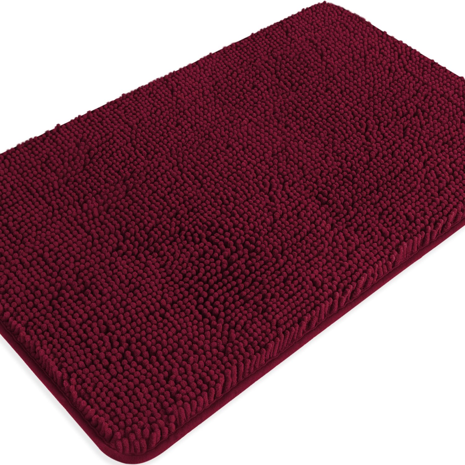 Tapis de bain antidérapant bordeaux épais et doux de 50,8 x 81,3 cm