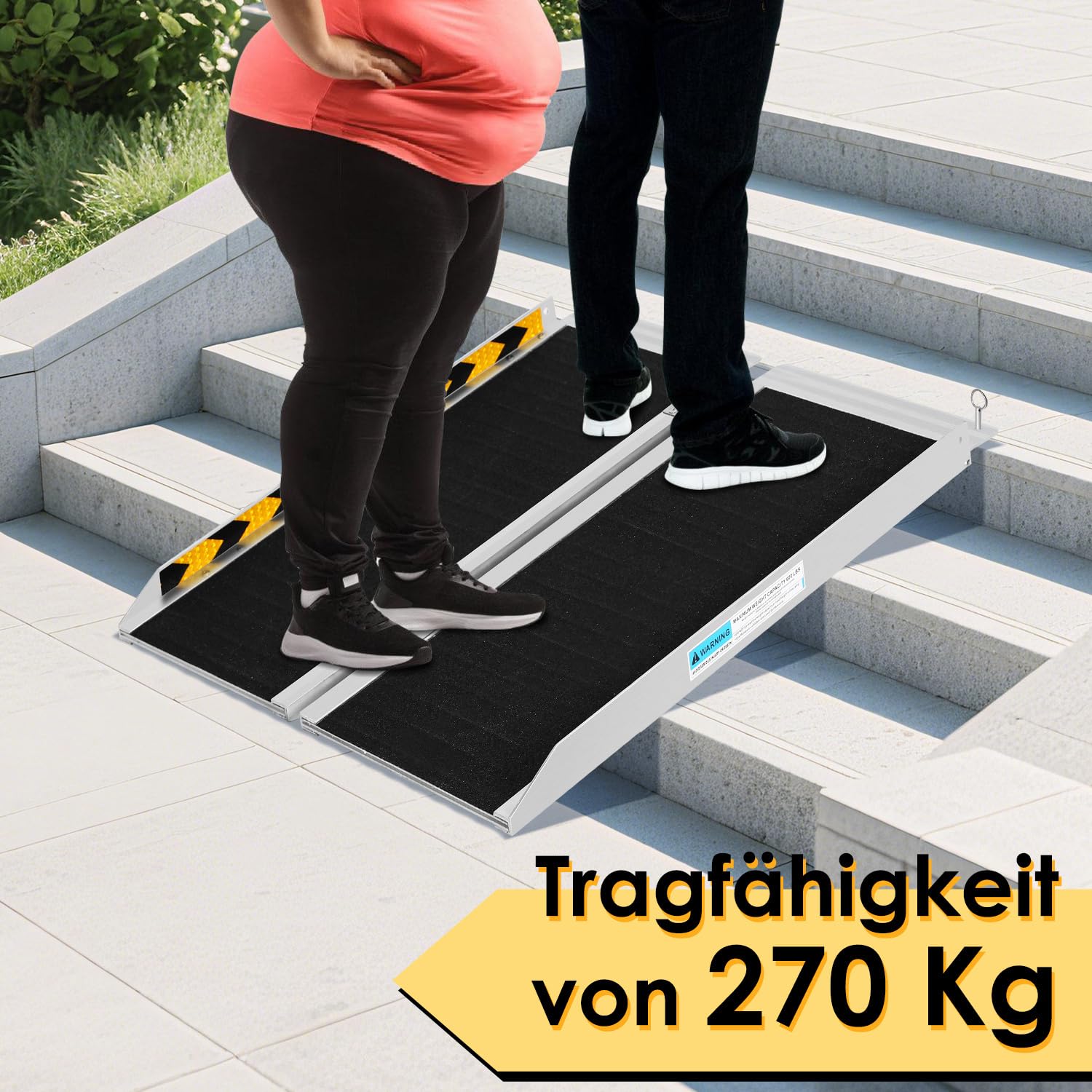 Rampa plegable para silla de ruedas, 91 cm, rampa para silla de ruedas, rampa de aluminio, antideslizante, carril de acceso móvil, soporta hasta 270 kg, rampa plegable para escaleras,