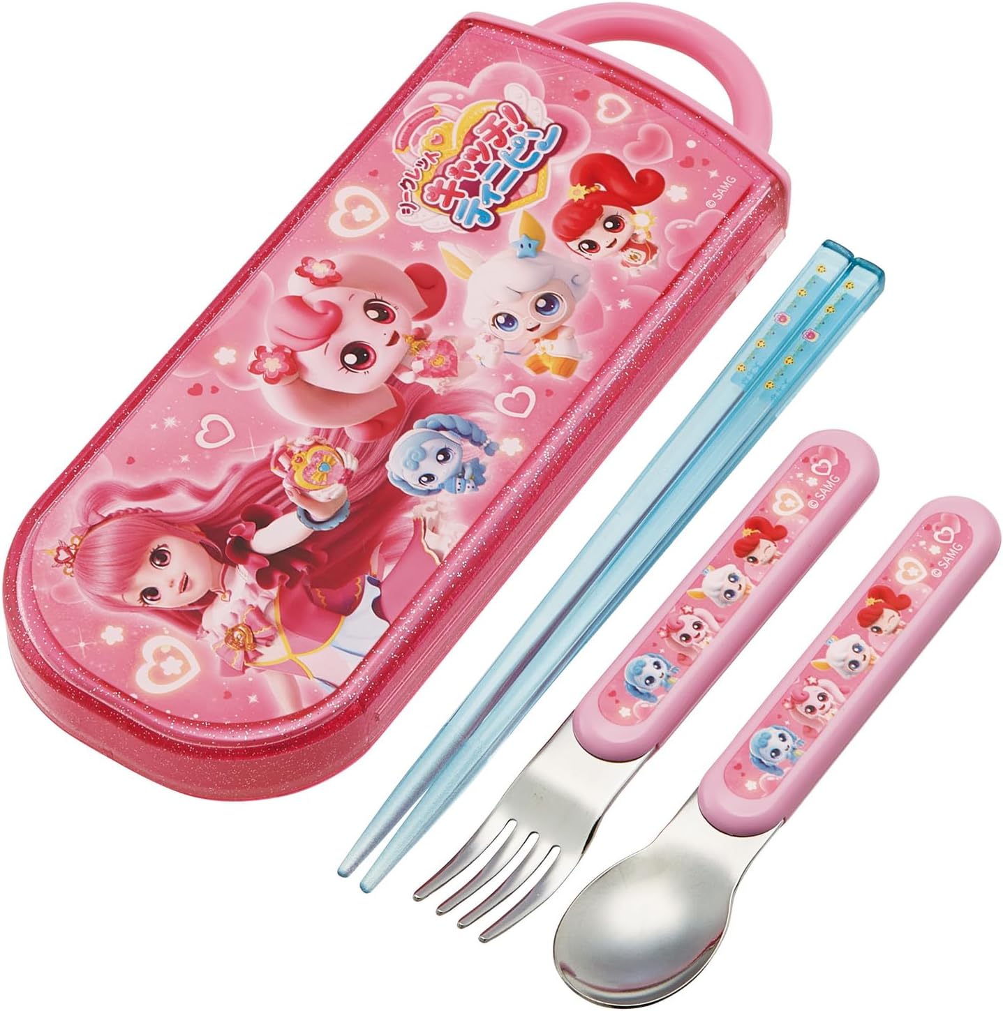 Skater Bento Chopsticks, Children's Trio Set, Chopsticks, Spoon, Fork, 6.5 inches (16.5 cm), Secret Catch! TINY PIN GIRLS TACC2-A