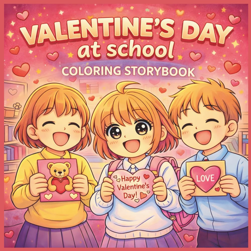 Valentine’s Day at School Coloring Storybook for Kids: Friendship, Sharing & Kindness Storytelling Activities for Ages 3–8