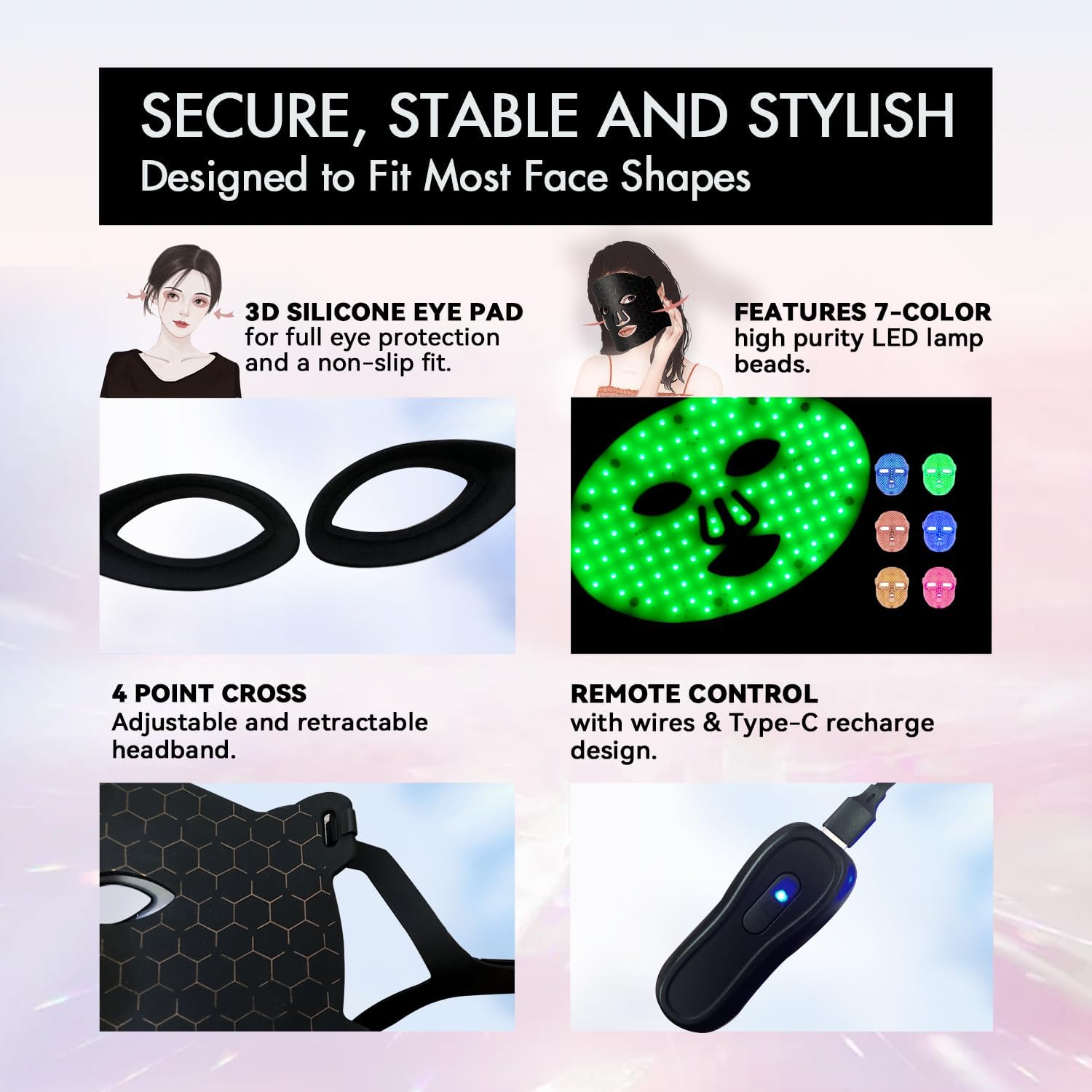Red Light Therapy Mask for Face – FSA/HSA Eligible, 7-Color Skin Rejuvenation Facial Mask with 400 LEDs, 850nm Infrared, 2000mAh Remote – Anti-Aging, Acne, Wrinkle Care at Home