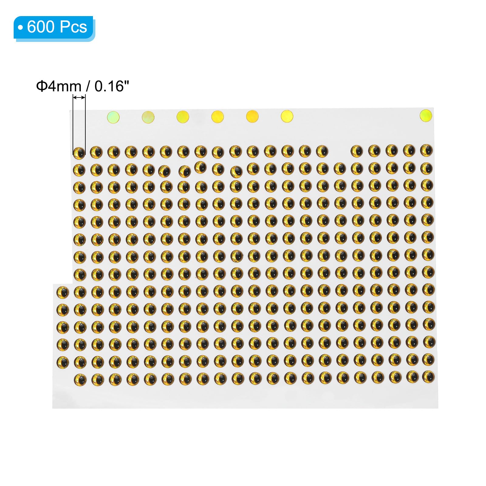 PATIKIL 600Pcs 4mm Fishing Lure Eyes Fly Tying Crafts for Fishing Baits DIY Gold - Image 2