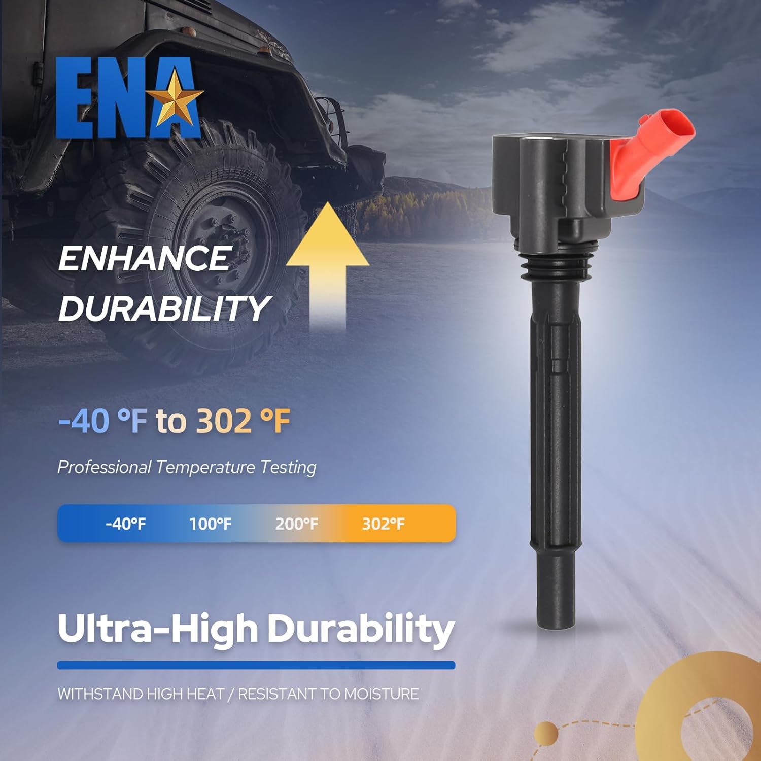 ENA Set of 4 Ignition Coil Pack Compatible with Fiat Jeep 2014 2015 2016 2017 500 and 2015 2017 Renegade 1.4L Replacement For UF755