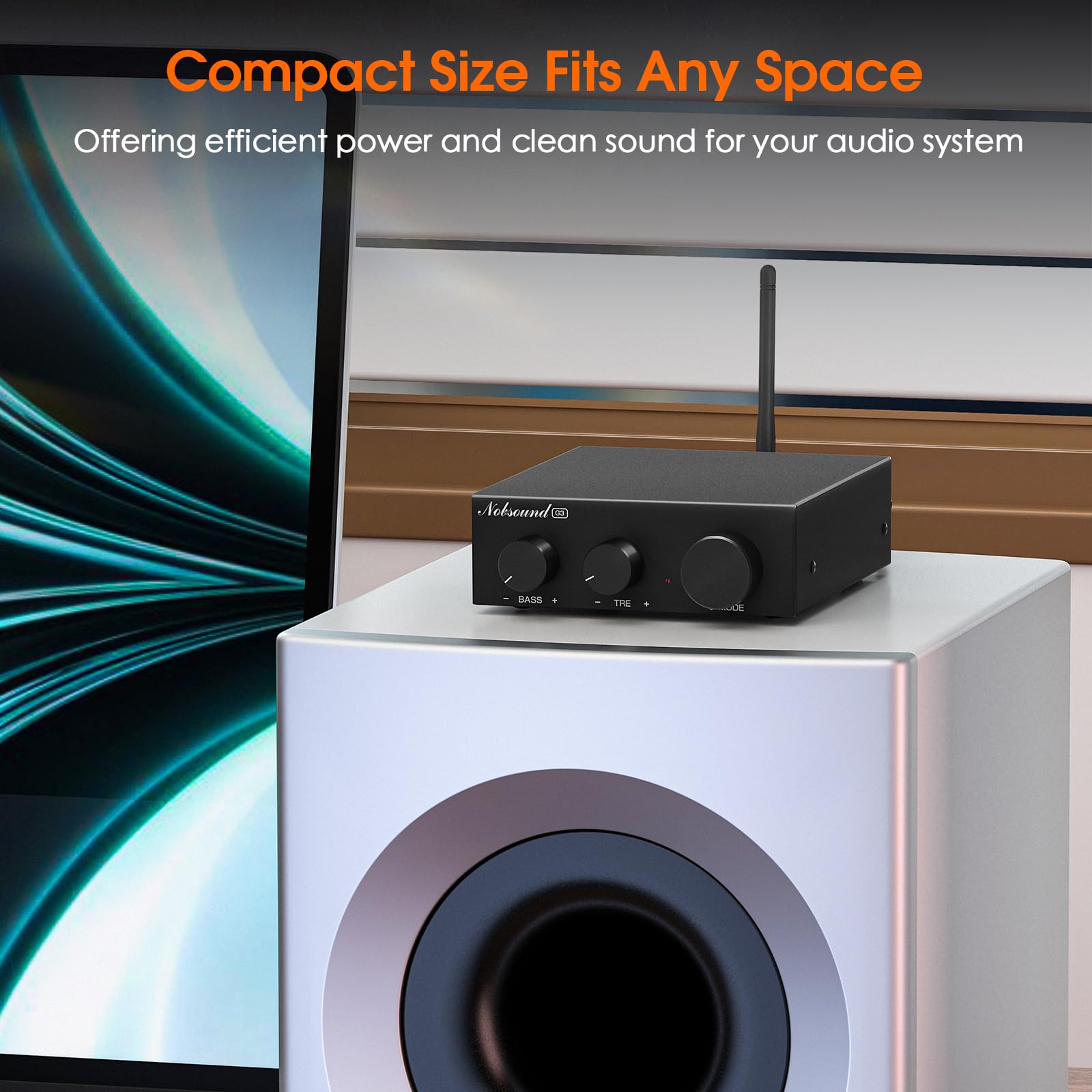 Nobsound Bluetooth 5.0 Stereo Verstärker: Mini Audio 2.0 Kanal Integrierter Verstärker mit Bass-Höhen-Regler, für Lautsprecher zu Hause 50W x2 TPA3116
