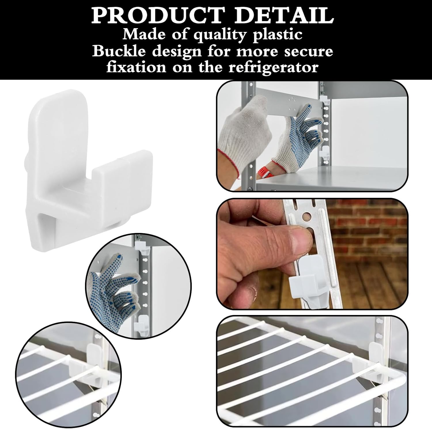 12 pcs Freezer Shelf Plastic Clip for Refrigerator Freezer Cooler Shelf Support Replacement Square Buckles Clips Commercial Replacement Clips Buckles for Fridge Parts (White)