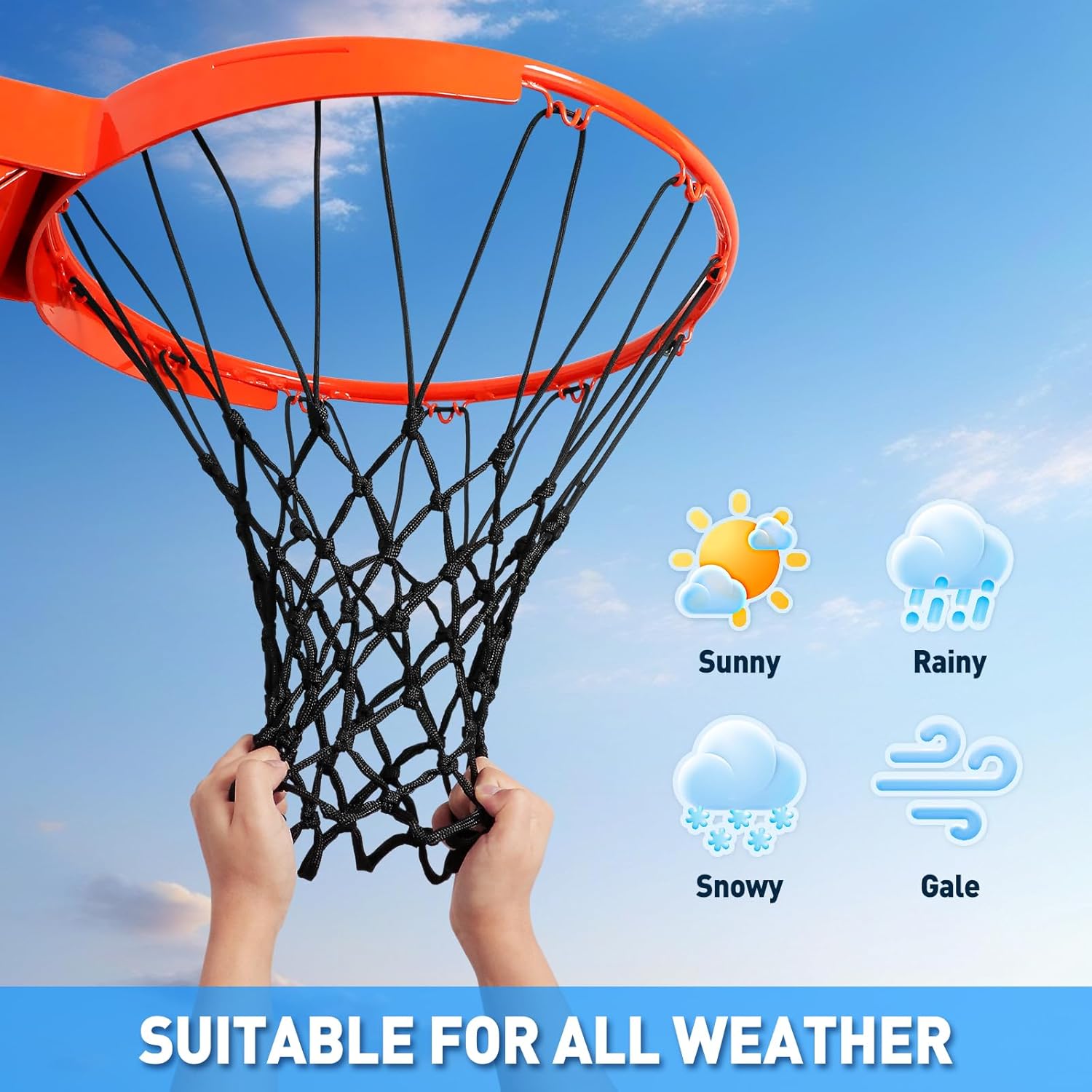 Premium Quality Professional Heavy Duty Basketball Net Replacement - All Weather Anti Whip,Fits Standard Indoor or Outdoor 12 Loops Rims12 Loops