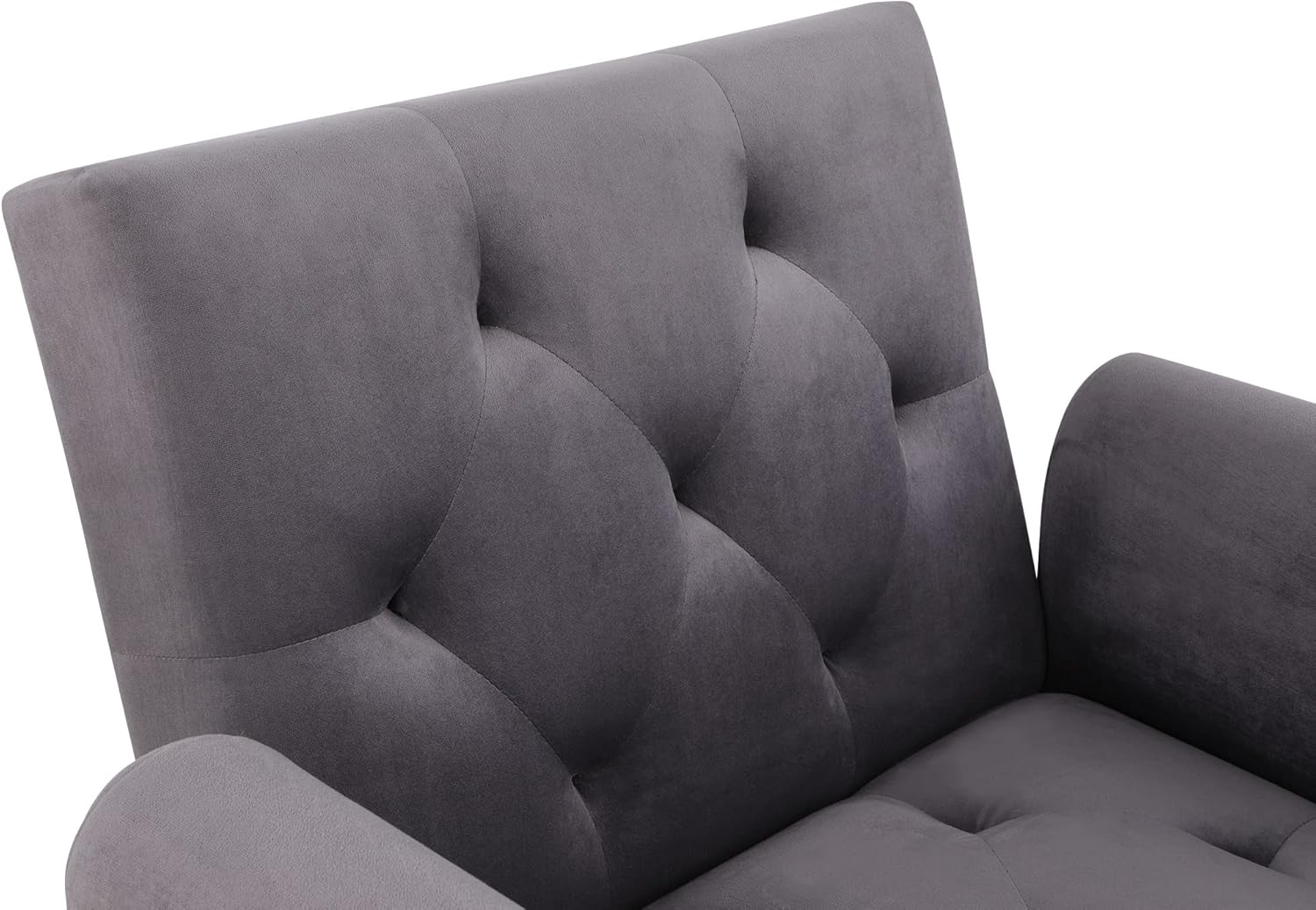 HOMCOM 2-in-1 Chaise Lounge Indoor with Rolled Armrest, Nailhead Trim and Button Tufting, Adjustable Velvet Fabric Upholstered Sofa for Bedroom and Living Room, Grey : Home & Kitchen