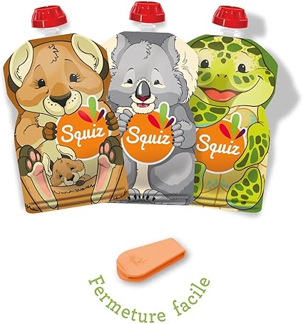 Squiz Fabrication Suisse Lot De 3 Gourdes Rechargeables Et Reutilisables 130ml Sans Bpa Squiz Zip Pour Compotes Purees Et Smoothies Pour Bebe Enfant Et Adulte Collection Australie Amazon Fr Bebe Et Puericulture