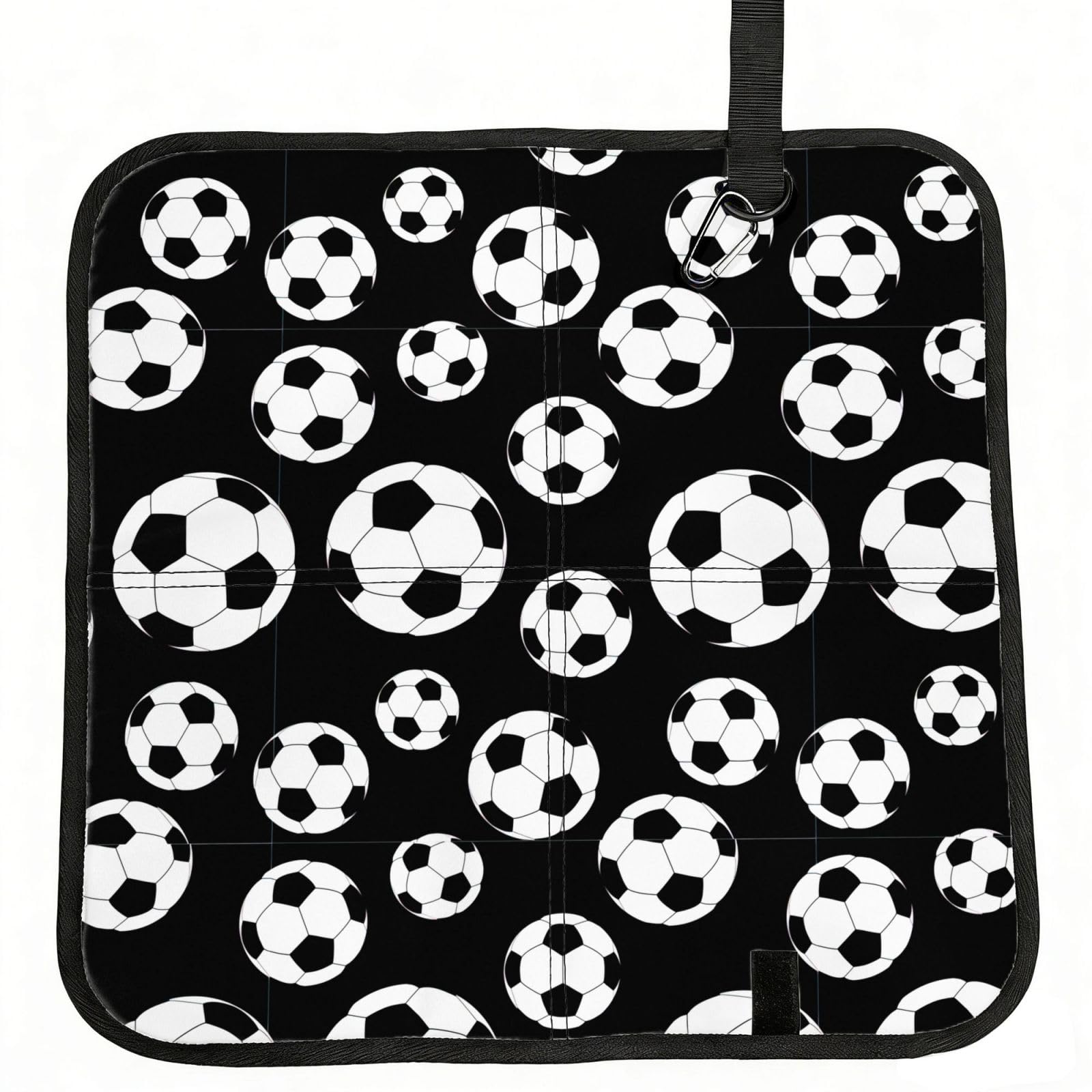 OKFSTY Soccer Black Print Fold Away Seat Cushion Portable Outdoor Pad Polyester Bleacher Bench Mat Travel Picnic Pad