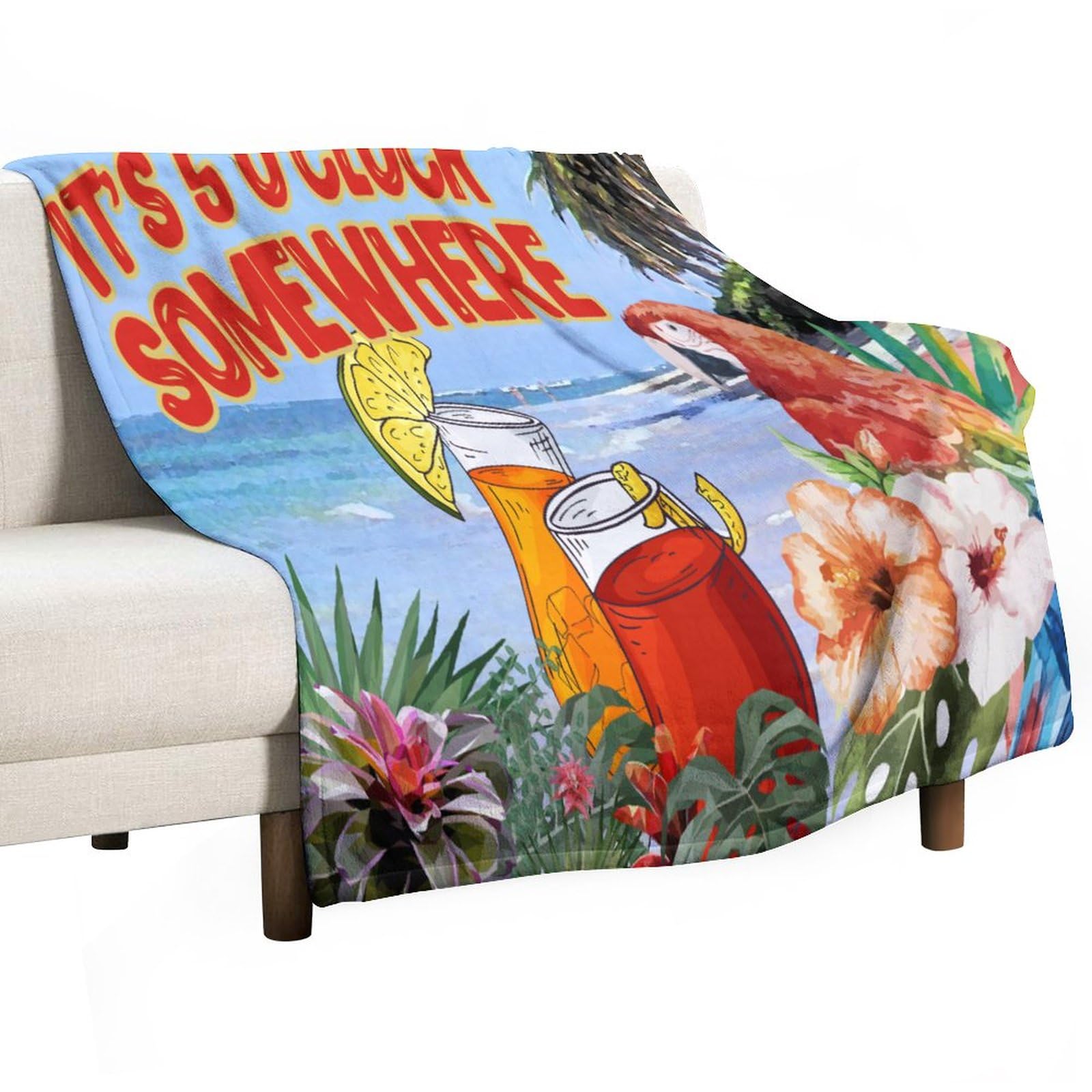 Couverture polaire douce plaid lit canapé voyage ara toucan 127cm