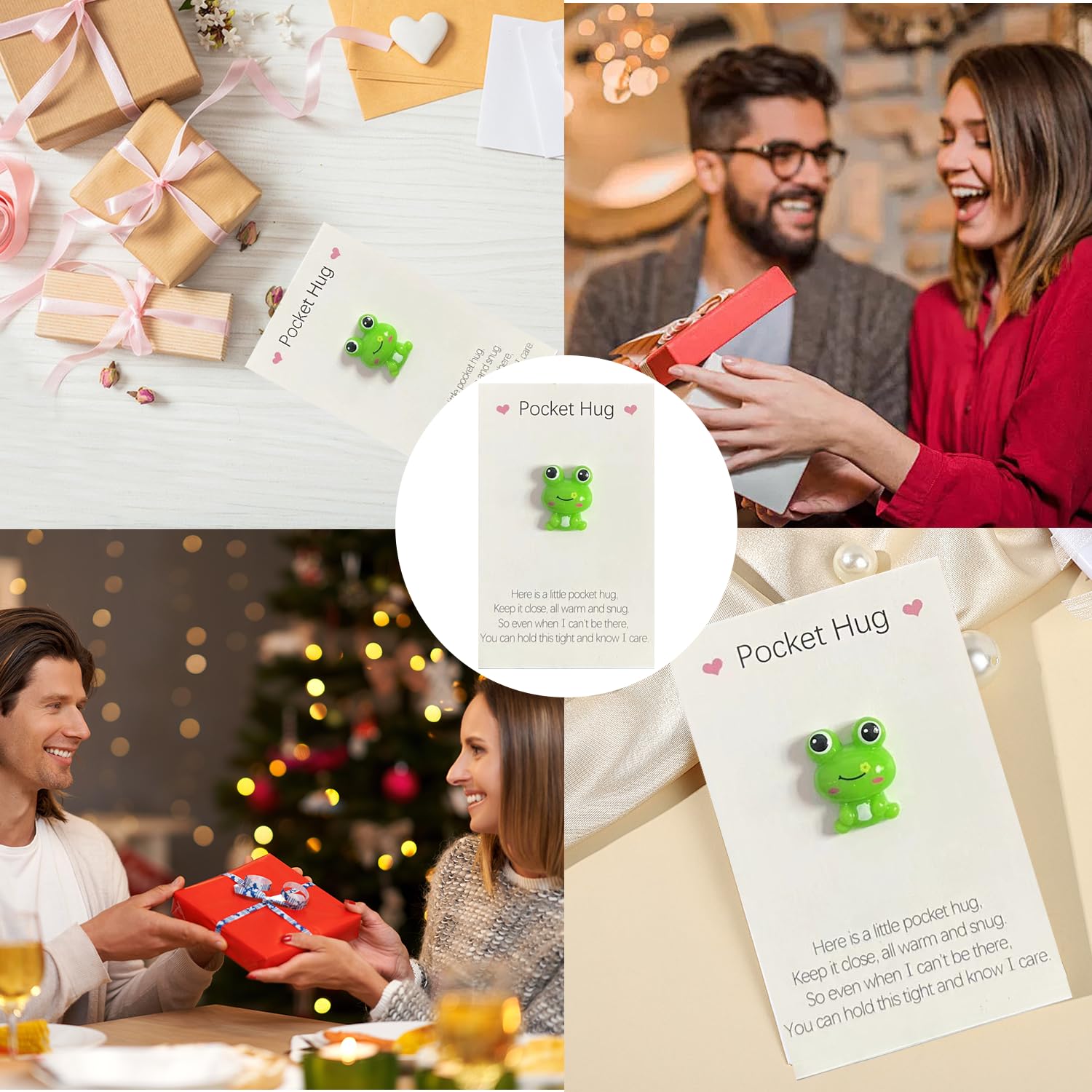 Pocket Hug Kikker – Groene Mini Knuffelkikker, Met Bemoedigende Wenskaart, Troostcadeau Voor Stress En Als Opkikker