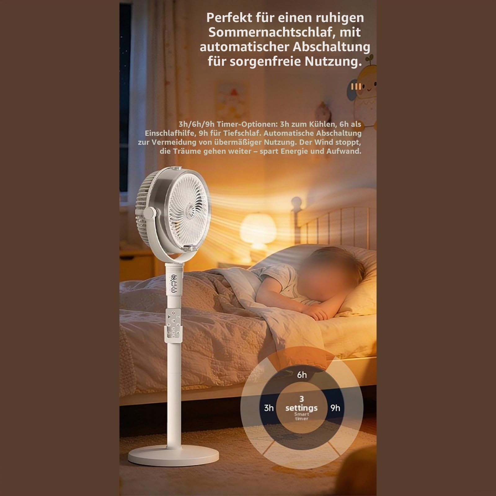 Tragbarer Außenventilator mit Fernbedienung, 4 Geschwindigkeiten, oszillierender Sockel-Sprühkühler mit Timer für Terrasse, Garten, Camping, ABS-Konstruktion (schwarz)
