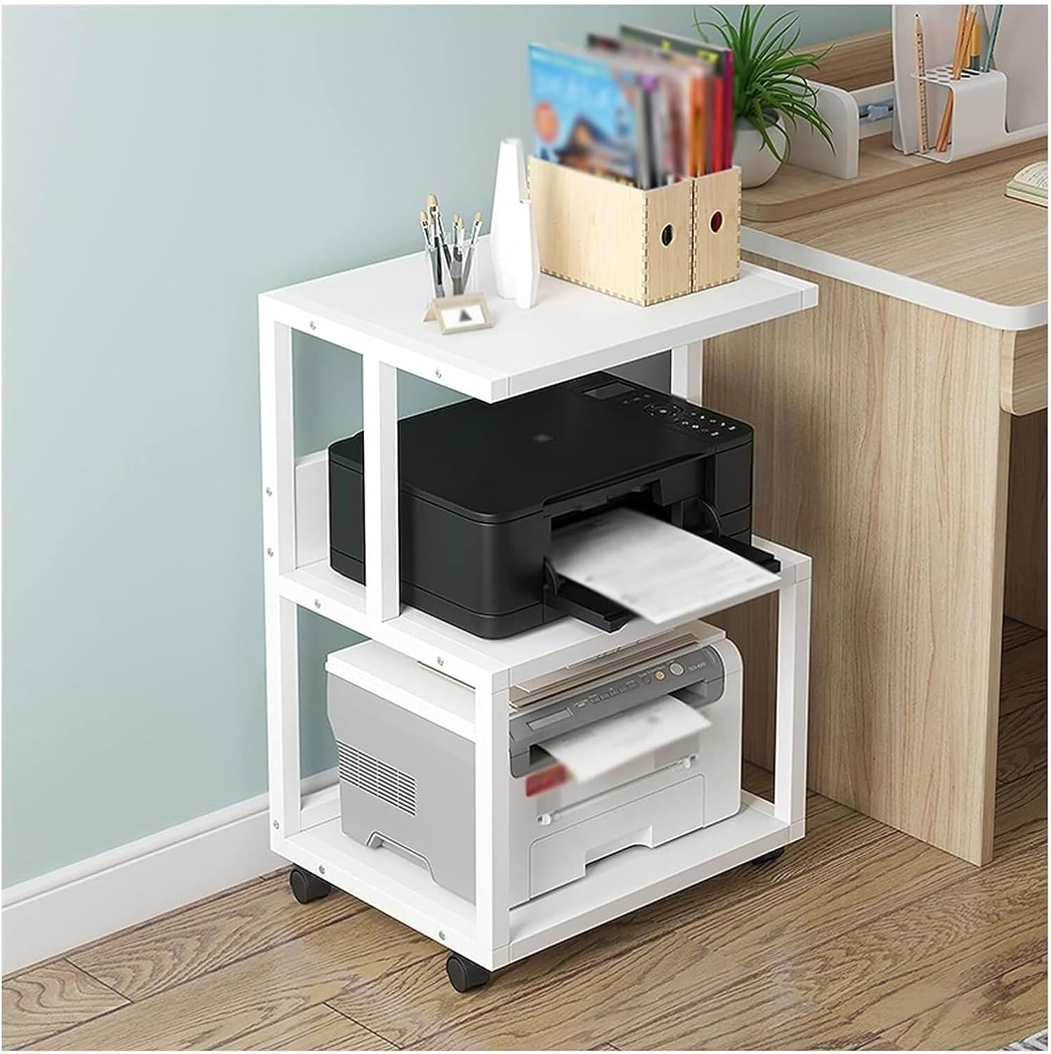 Printer Rack Printer Desk Printer Shelf 3 Tier Printer Stand Wood ...