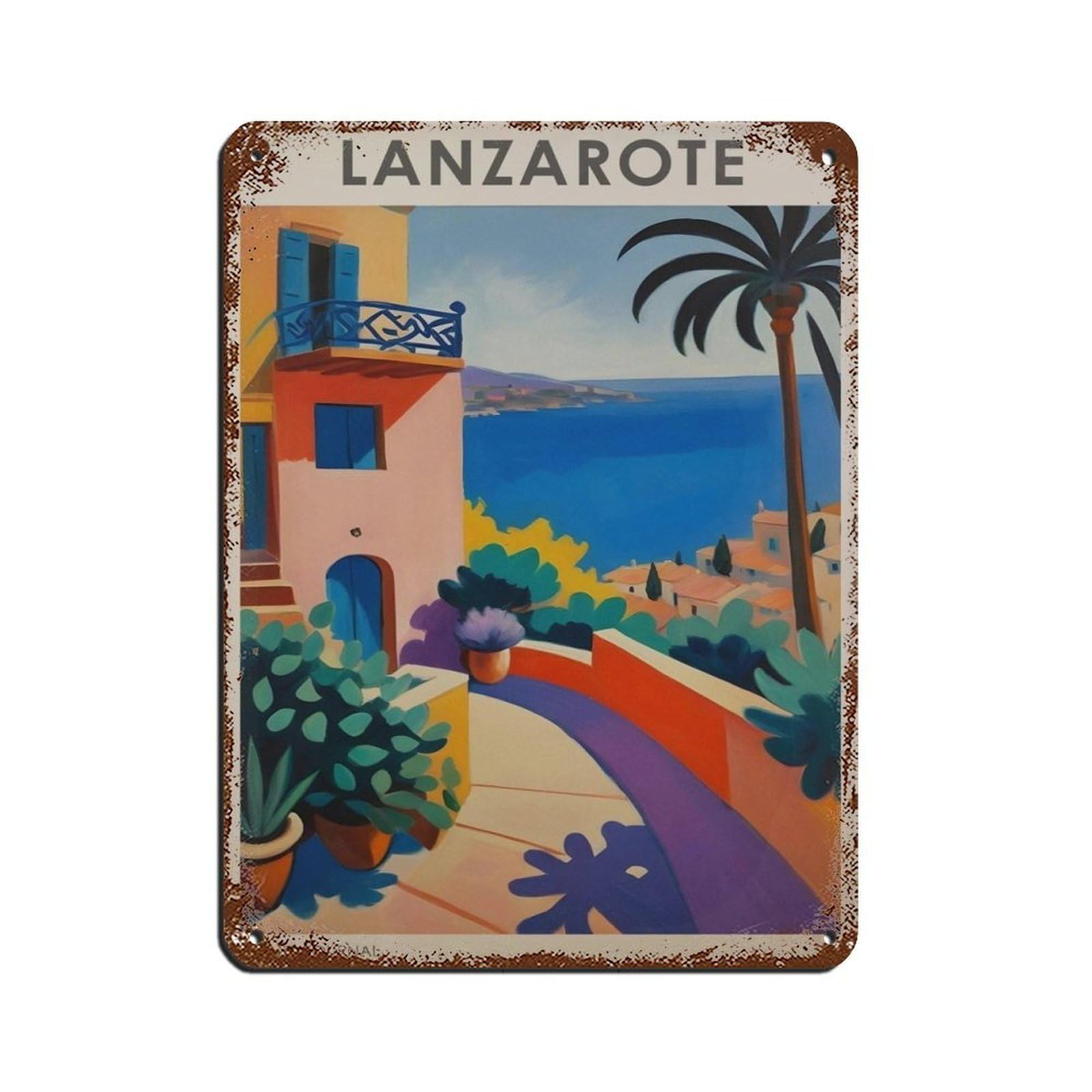 Lanzarote Travel, Spain Travel Gift Retro Poster Metal Tin Sign Chic Art Retro Iron Painting Bar People Cave Cafe Family Garage Poster Wall Decoration 12x16inch(30x40cm)