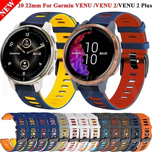 Miniatura 2 de GANYUU Correa de muñeca de repuesto para reloj inteligente Garmin VENU 2 Plus, 20 de 0.866 in, correa de silicona para reloj inteligente Venu2