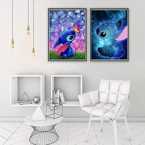 Miniatura 5 de Paquete de 6 kits de pintura de diamantes de dibujos animados para adultos, kit de arte de diamantes de puntada, pintura de bricolaje con gemas