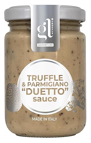 GL Truffle GOURMET LINE Salsa de crema "Duetto" de trufa y parmigiano, salsa de pasta tartufi, condimento, 130 g (4.6 oz), DOP Parmigiano Reggiano,