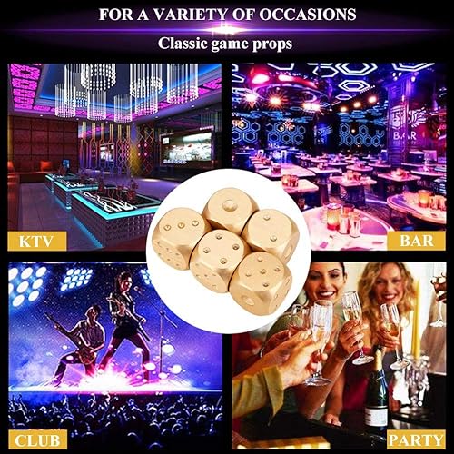 Miniatura 3 de QANYEGN Juego de dados de póquer de mesa de 5 piezas, paquete de dados de aleación de aluminio con caja de almacenamiento, dados de juego de mesa