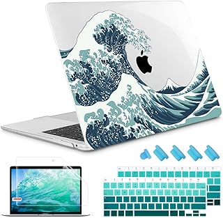 May Chen Compatible with New MacBook Air 13 inch Case 2021, 2020 2019 2018 Release Model: M1 A2337 A2179 A1932, Plastic Hard Shell Case Cover for MacBook Air 13 inch with Retina Dispaly, Great Wave