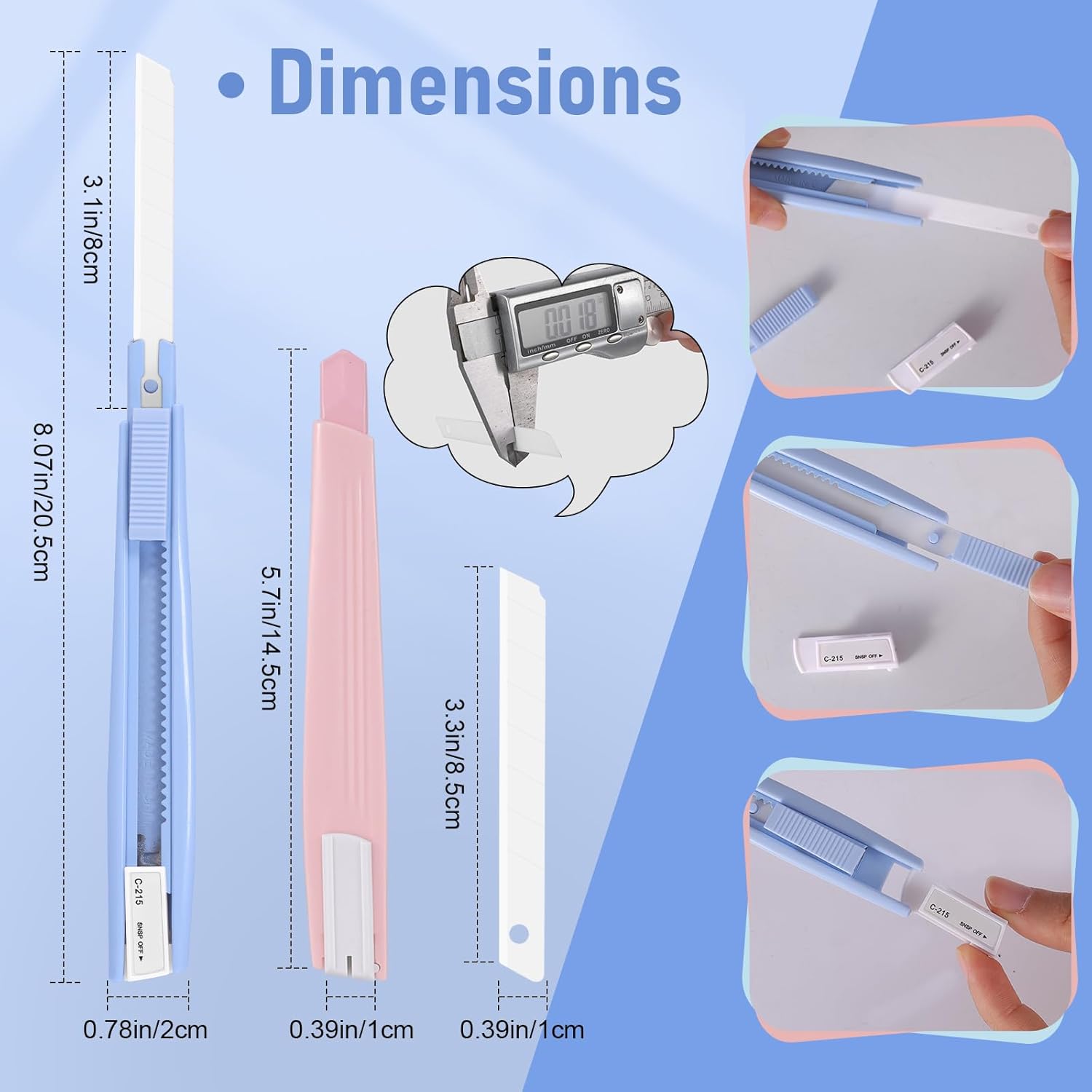 ZNVR Ceramic Box Cutter, box cutter retractable,mini box opener with Safety Lock and ceramic blade, suitable for Office and Home daily Use