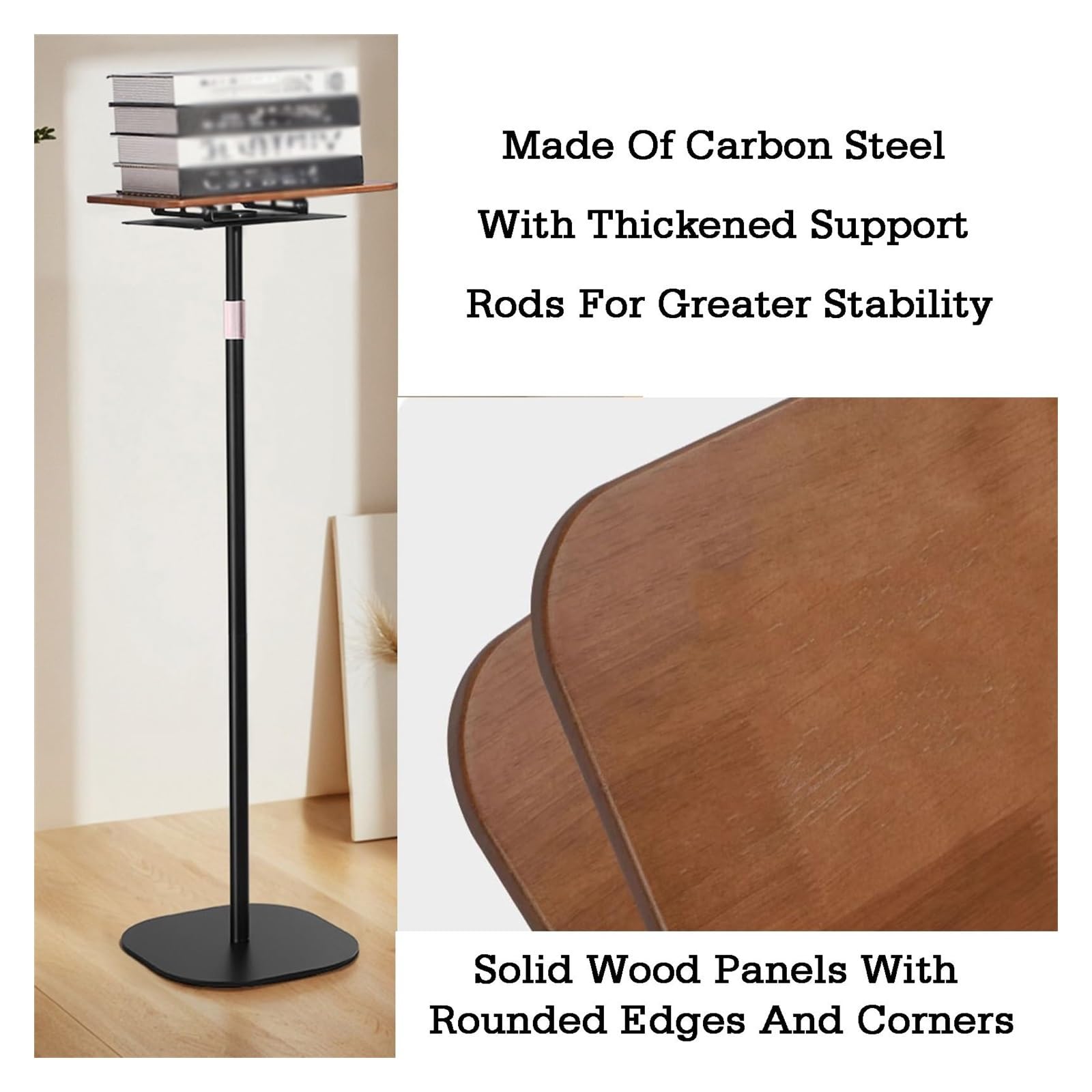 Verstellbare 2-in-1-Halterung aus Massivholz und Kohlenstoffstahl for Haushaltsbücher, Noten, Tablet-Ständer, Nackenschutz, freihändiges Büro, Lernen, Kochen(White,51-119cm)