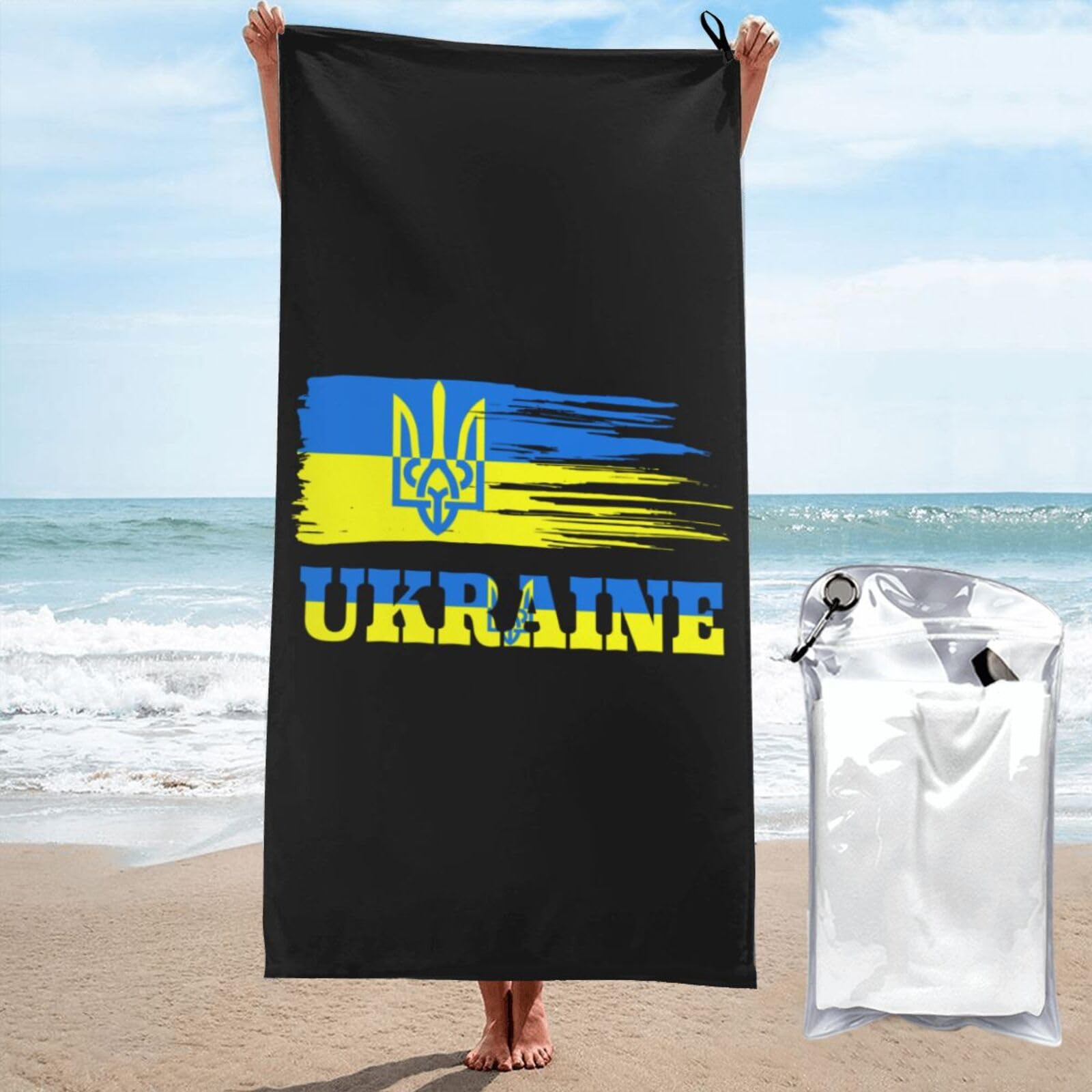 Toalla de playa con bandera de Ucrania para llevar tu orgullo a la piscina o el gimnasio