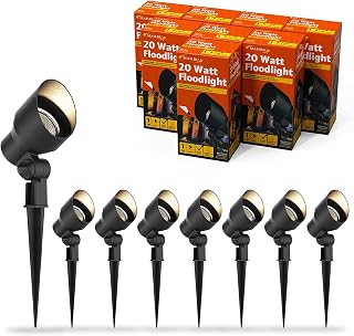 Malibu 8Pack Low Voltage Landscape Lights, 20 watts Outdoor Spotlight Weatherproof Flood Lights 145 Lumens Halogen Lighting 3000K Warm White Light for Garden, Yard, Pathway, Driveway Lighting