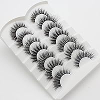 Vista 5 de Pestañas postizas 3D hechas a mano, aspecto natural, paquete de 7 pares, pestañas largas, dramáticas, reutilizables, suaves, esponjosas