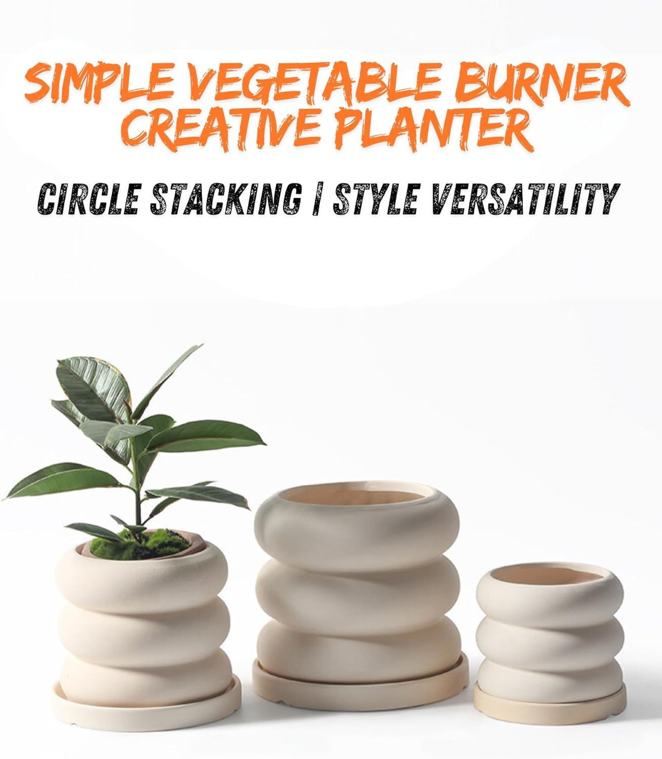 4.6 Inch Ceramic Planter with Drainage Tray - White Bubble Pot for Indoor Succulents and Flowers