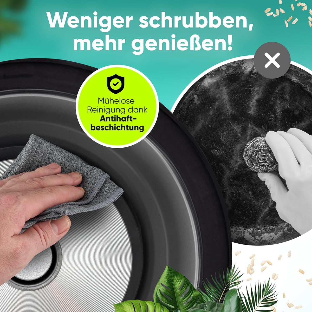 ProfiCook® Reiskocher für 3kg Reis | schnelle Zubereitung ohne Anbrennen | Warmhaltefunktion | inkl. Messbecher & Reislöffel | Rice Cooker mit Antihaft | Reiskocher mit Dampfgarer | PC RK 1285
