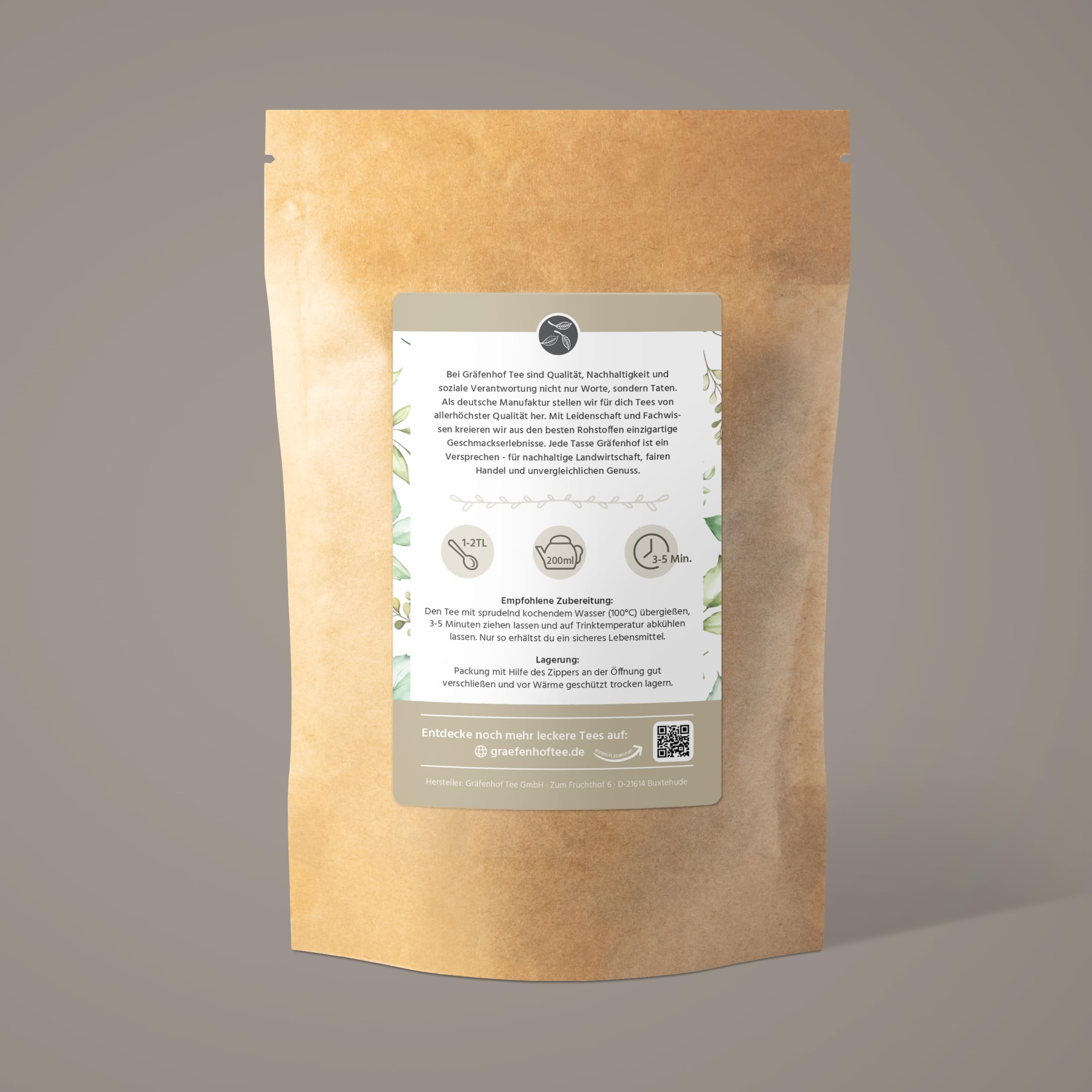 Gräfenhof Darjeeling (entkoffeiniert) Schwarztee Bio, 300g (3x 100g) loser Tee aus 100% Schwarzer Tee Darjeeling, entkoffeiniert, ohne künstliche Zusatzstoffe, Premium Qualität, in DE abgefüllt