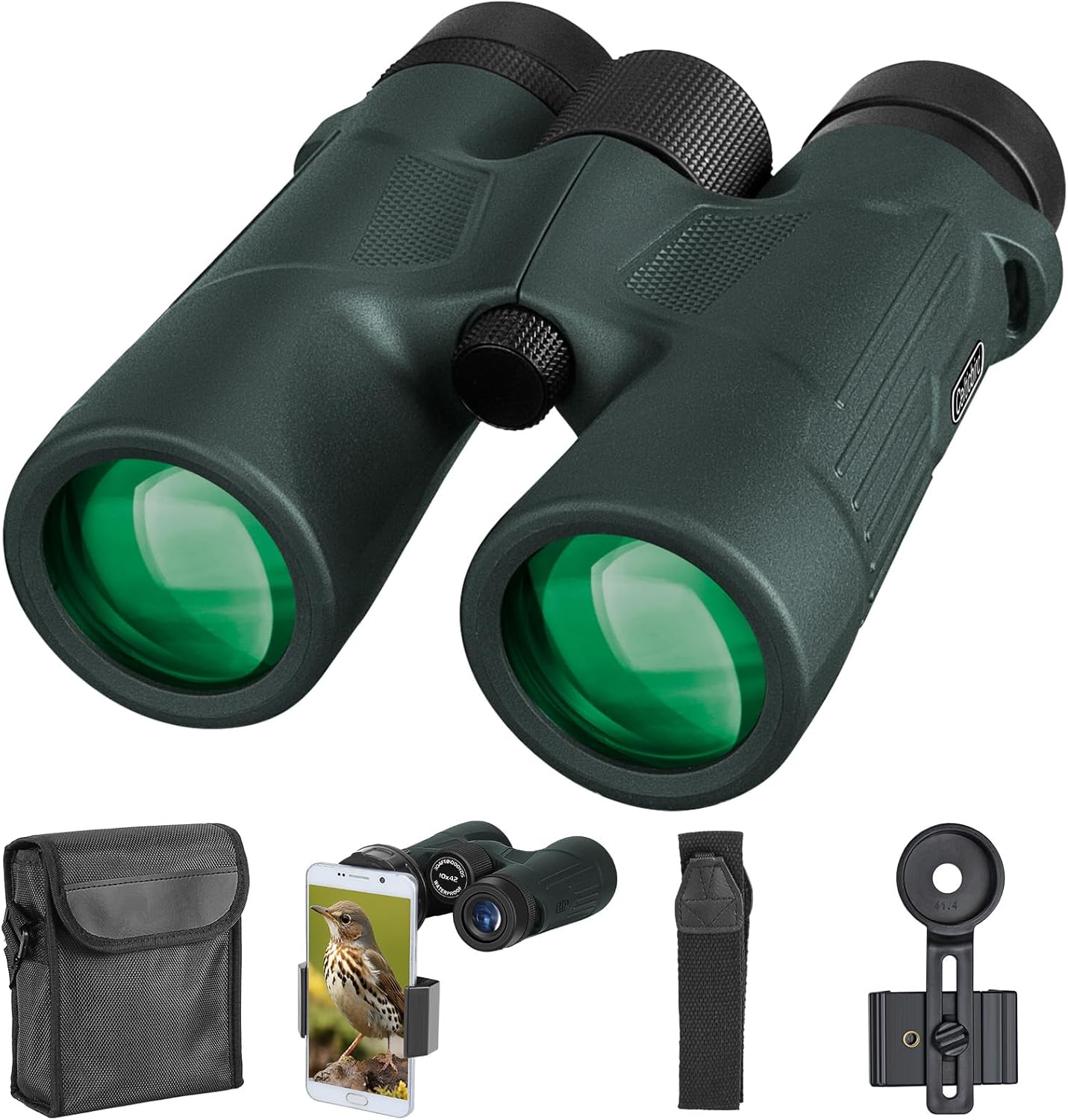 10x42 HD Binoculars for Adults High Powered with Phone Holder, BAK4 Prism Waterproof Travel Binoculars for Bird Watching Hiking Camping Wildlife Viewing Outdoor Concerts Sports