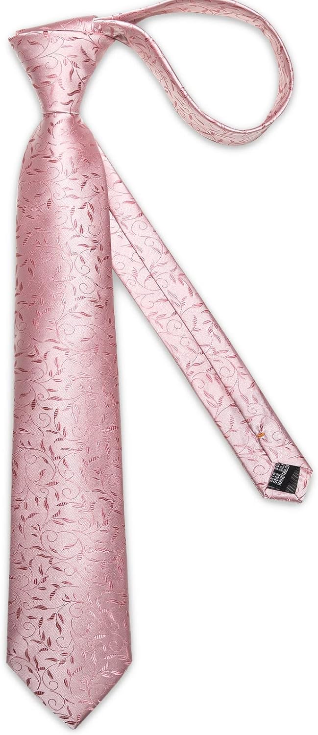 DiBanGu Silk Floral Ties for Men Woven Paisley Necktie and Tie Clip Handkerchief Cufflinks Set for Party Wedding - Image 3