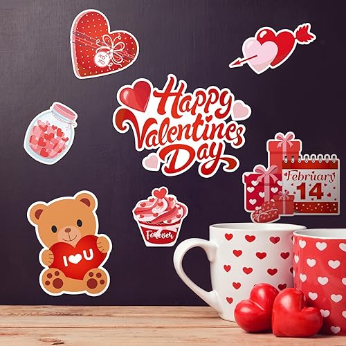 Miniatura 6 de Whaline 13 piezas de imanes para refrigerador para el día de San Valentín, lindo corazón, gnomo, cupido, rosa, calcomanías magnéticas para el día de