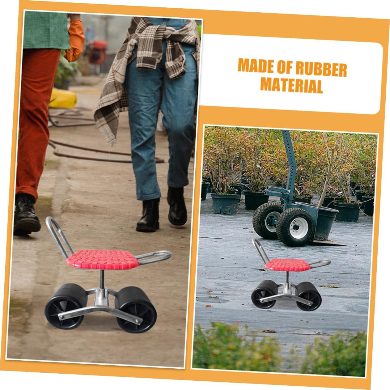 2pcs Garden Stool Wheels for Weeding Portable Garden Seat Accessory Lightweight Rolling Stool Wheels for Gardening Space-Saving Design for