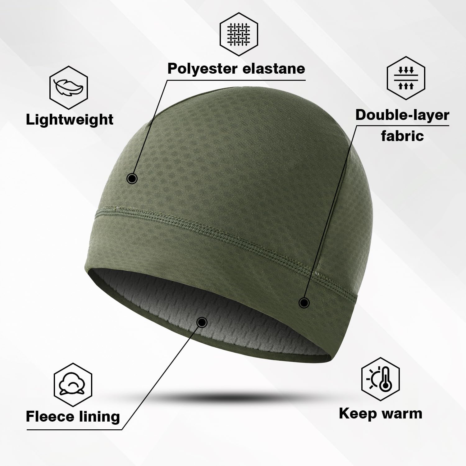 2 Pack Winter Warm Skull Cap for Men,Women Thermal Beanie Running Beanie Cycling Hat Helmet Liner - Image 6