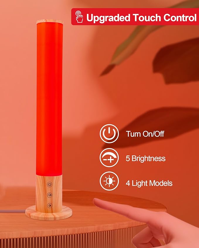 Aoife Red Light Night Light Lamp for Sleep GlowPillar Red Nightlight Desk Lamp with 670nm Wavelength Multi-Color and Brightness Options Remote Control USB Charging Elegant Design photo 3