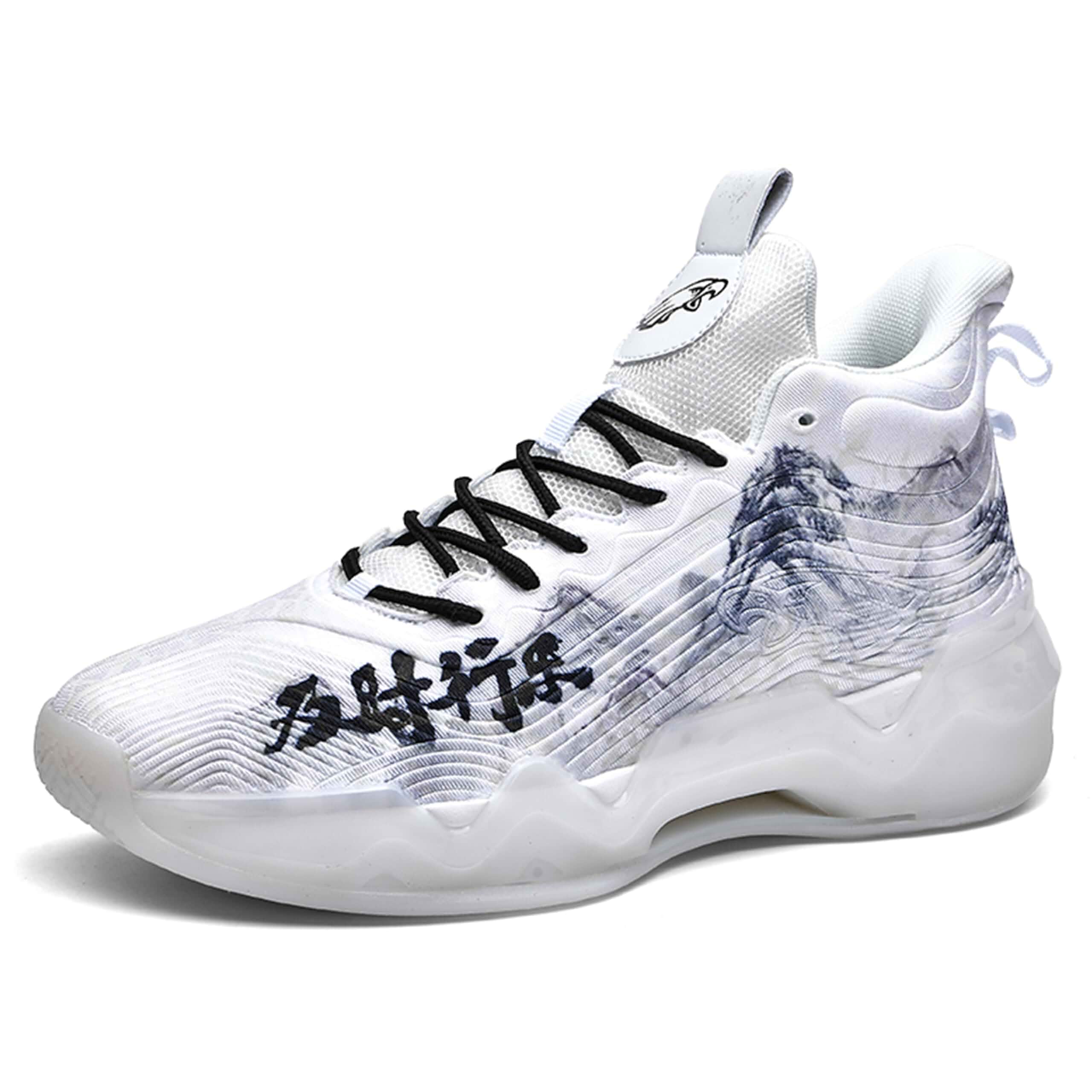 Men's High-Top Basketball Shoes Anti-Slip and Wear-Resistant Soles Running Shoes Graffiti Design Fashionable Sports Shoes