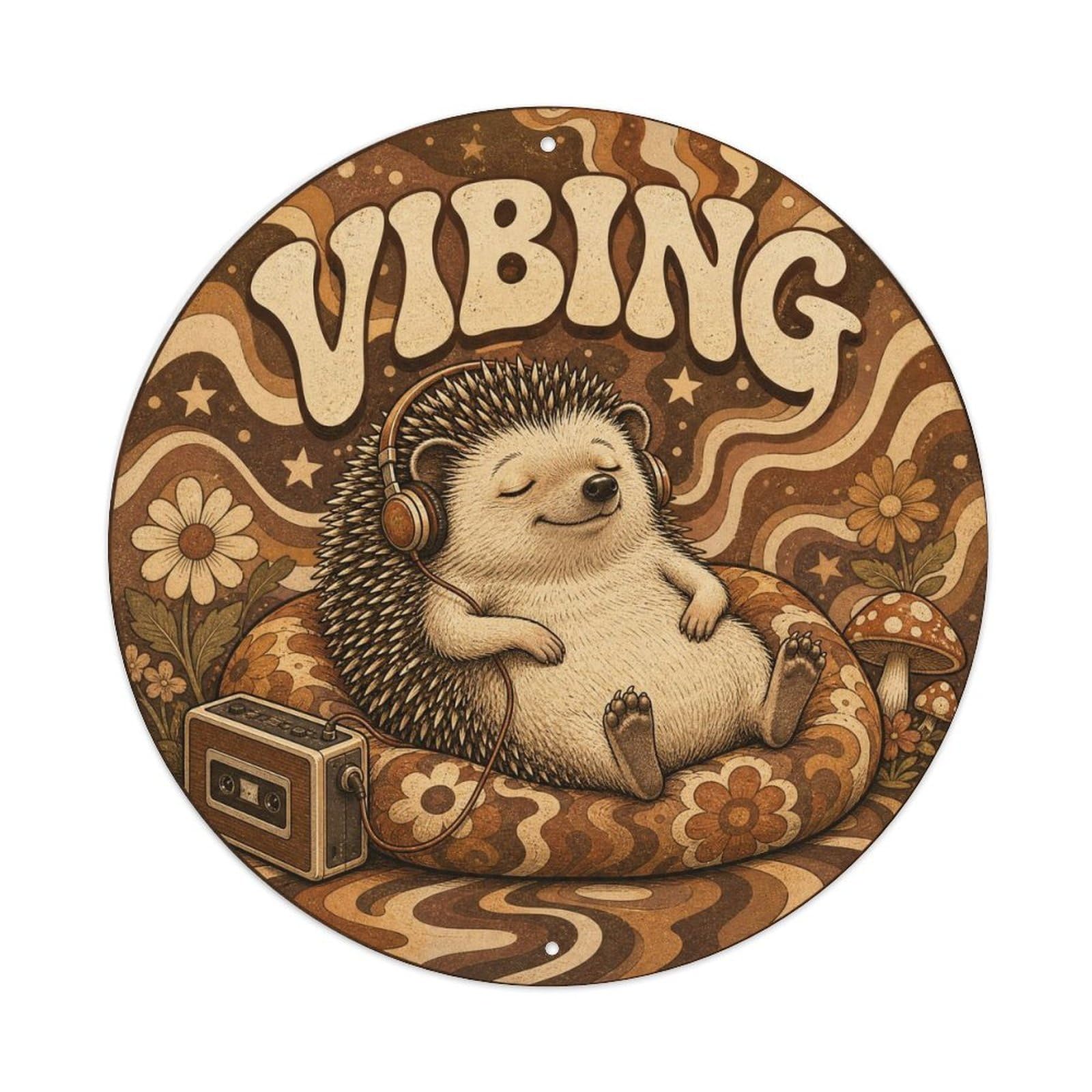 Okngb Style Hedgehog Comic Pose Funny Animal Retro Meme Humor Bold Metal Tin Sign Plaque Wall Decor For Cafe, Man Cave, Club Bar, Office, Home Garden Round Metal Poster 8X8inch