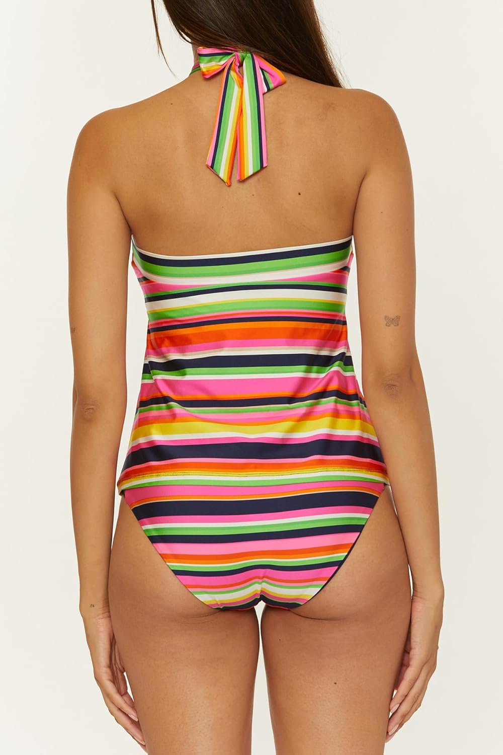 Trina Turk Womens Anniversary Stripe Reversible High Neck Tankini, Adjustable, Tie Back, Swimsuit Tops for Women - Image 5