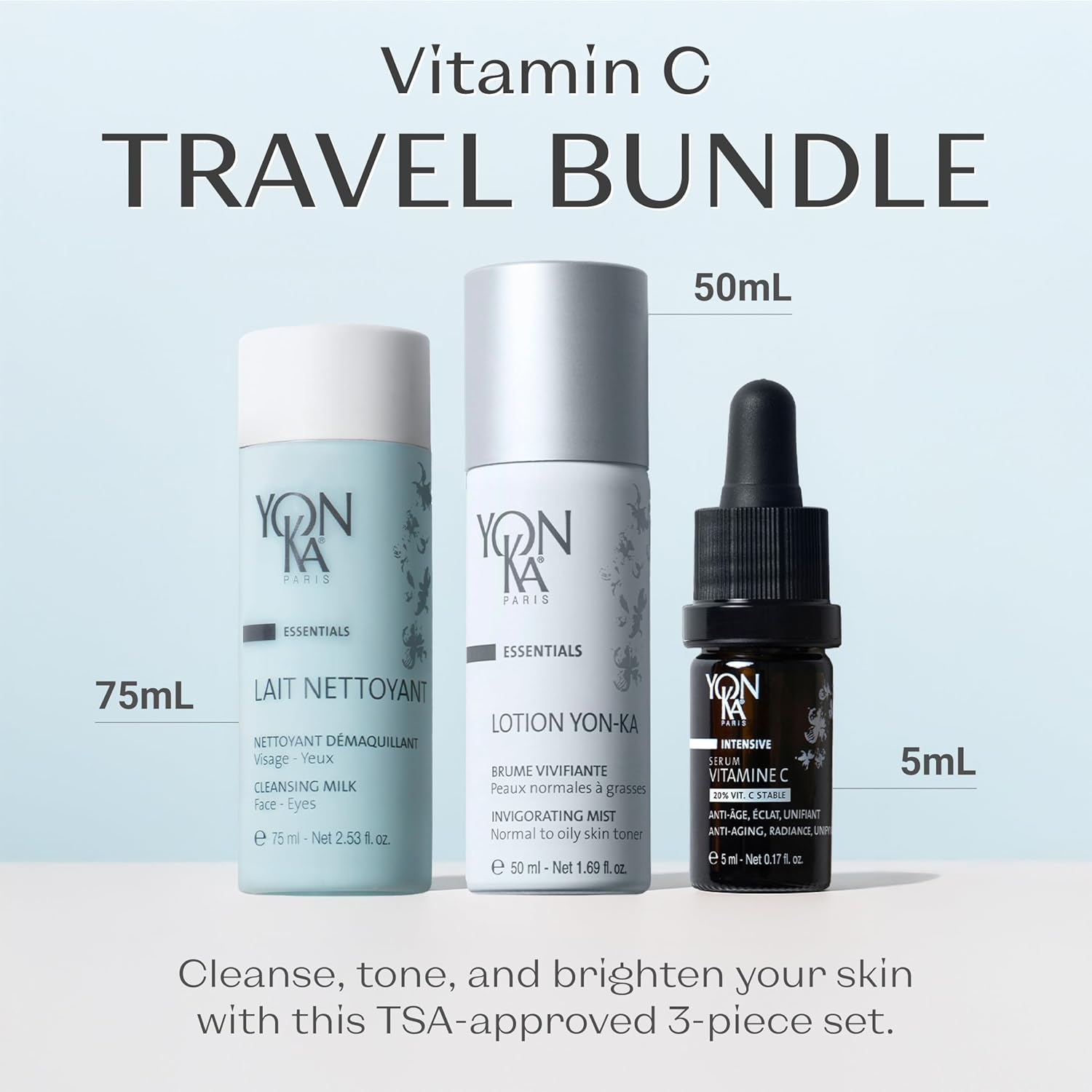 Yon-Ka Vitamin C Travel Set | Gentle Face Milk Cleanser, Lotion Toner & Vitamin C Serum | Essential Kit to Cleanse, Hydrate, Tone & Revitalize Skin | For Dry or Sensitive Skin | 3-Piece Travel Size - Image 2