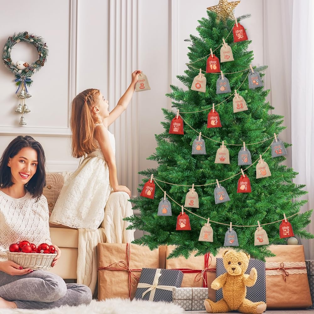 Calendrier de l'Avent 2024 à remplir pour enfants, femmes, hommes, sacs de calendrier de l'Avent, calendrier de Noël à remplir, 18 x 13 cm, grand calendrier de Noël Selber 24